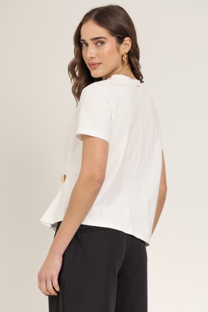 9037112 - BLUSA DE MALHA COM DETALHE NA CINTURA BRANCO