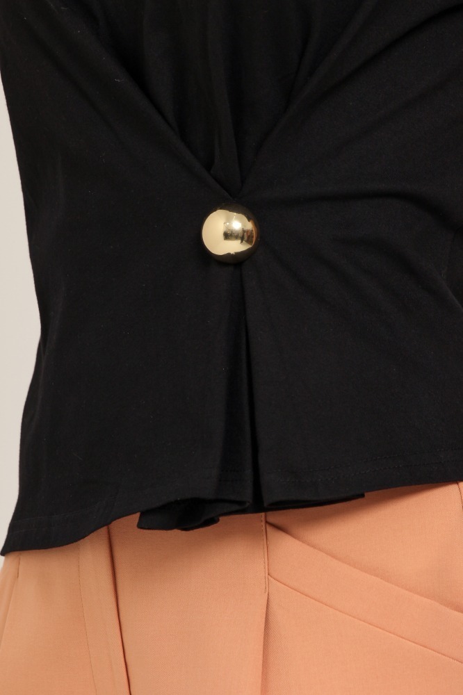 9037112 - BLUSA DE MALHA COM DETALHE NA CINTURA PRETO