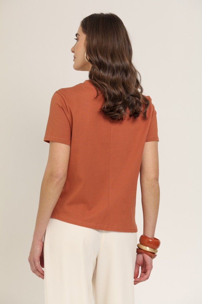 9037112 - BLUSA DE MALHA COM DETALHE NA CINTURA TERRACOTA
