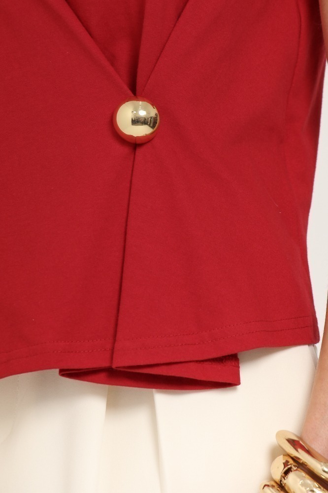 9037112 - BLUSA DE MALHA COM DETALHE NA CINTURA VERMELHO