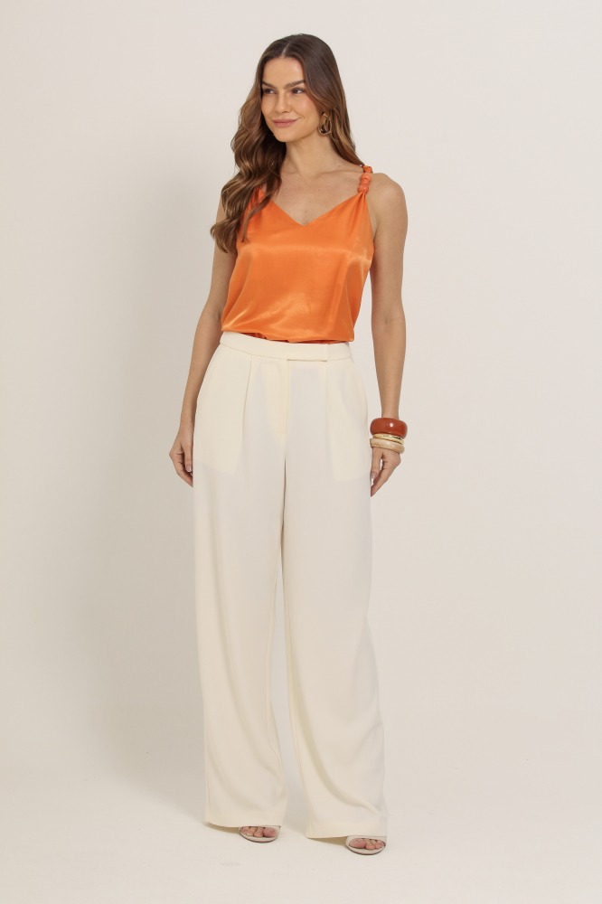 9037113 - Regata Decote V Com Detalhe Na Alça LARANJA 9037113 - Regata Decote V Com Detalhe Na Alça LARANJA