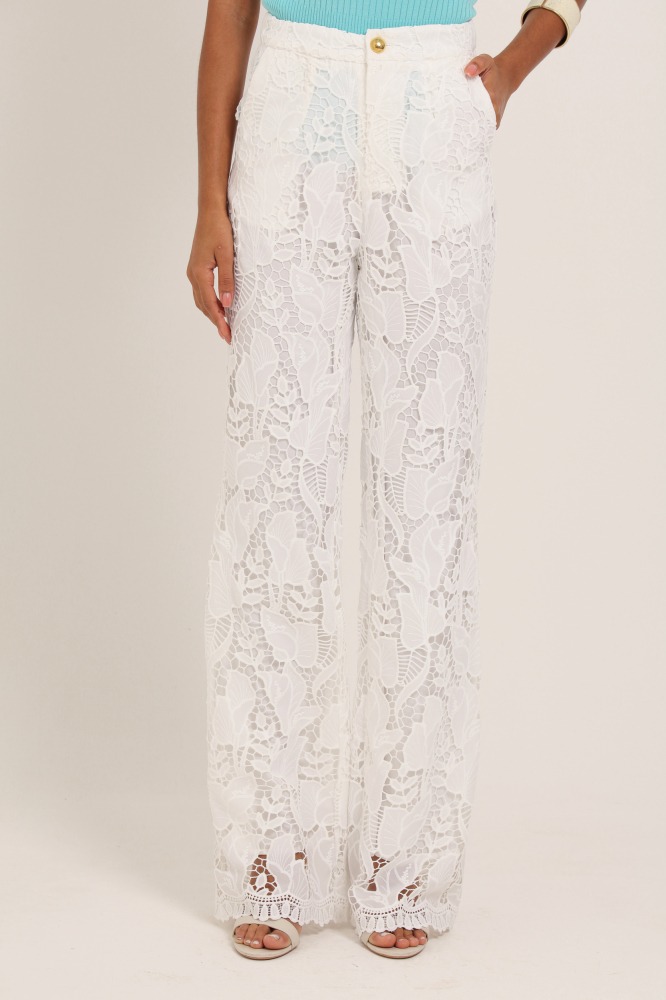 9037129 - Calça Reta Guipir OFF-WHITE 9037129 - Calça Reta Guipir OFF-WHITE