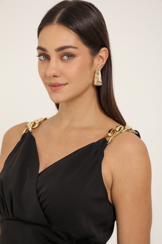 9037132 - Vestido Curto Alça Corrente  PRETO