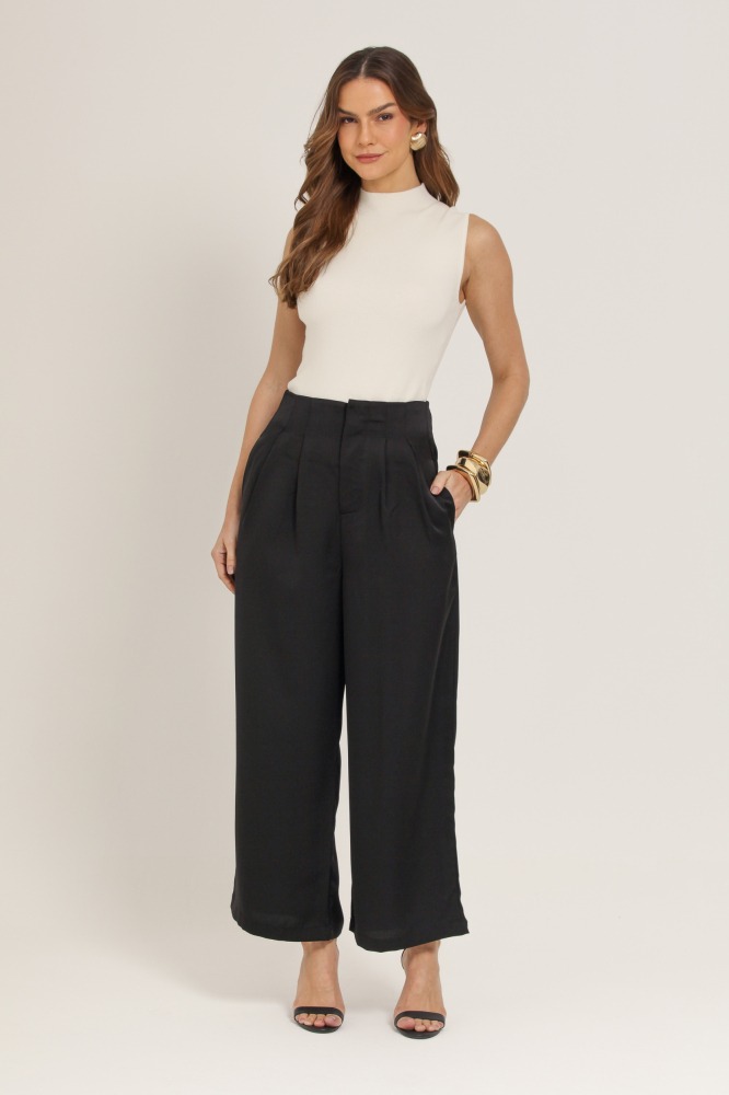 9037138 - Calça Alfaiataria Detalhe Dourado  PRETO