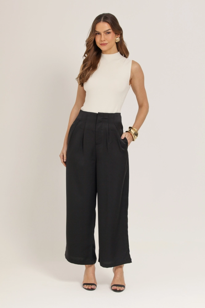 9037138 - Calça Alfaiataria Detalhe Dourado  PRETO