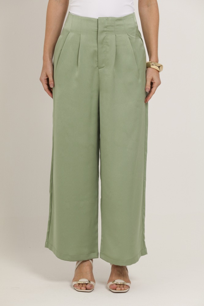 9037138 - Calça Alfaiataria Detalhe Dourado  VERDE 