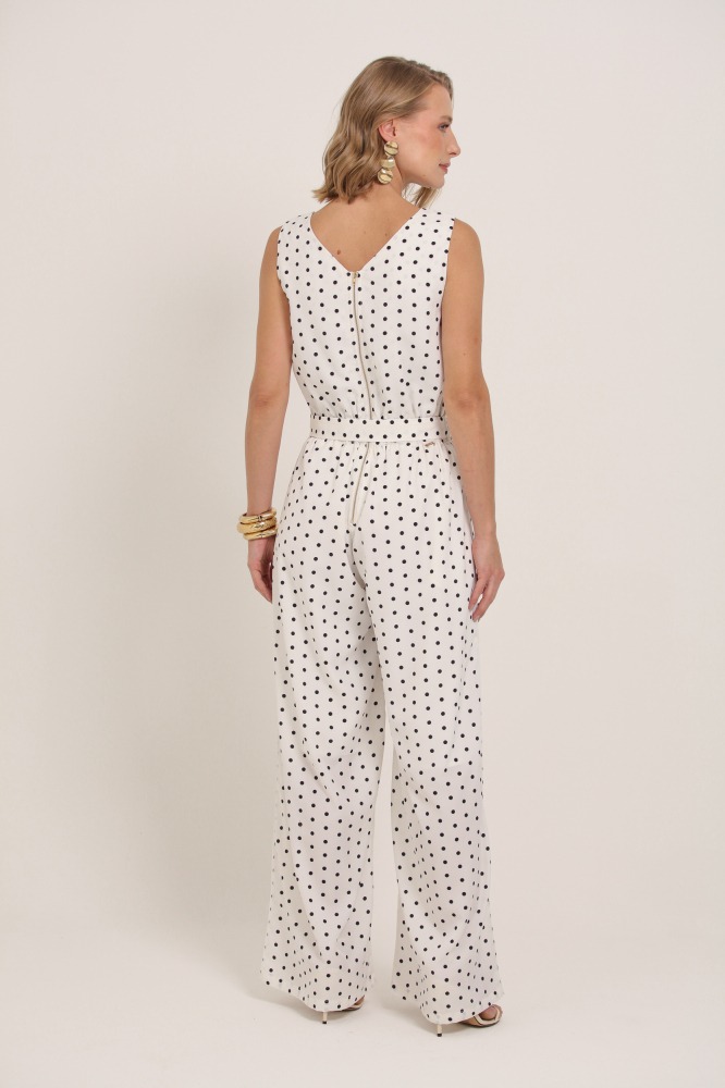 9037141 - Macacão Poá Sem Manga Com Faixa BRANCO