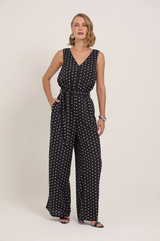 9037141 - Macacão Poá Sem Manga Com Faixa PRETO 9037141 - Macacão Poá Sem Manga Com Faixa PRETO