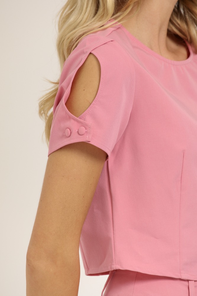 9037143 - Blusa Cropped Alfaiataria Detalhe Manga ROSA