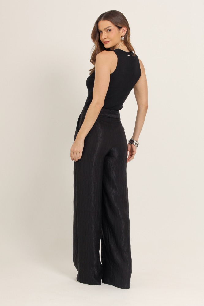 9037146 - Calça Reta Anarruga Cós Largo PRETO