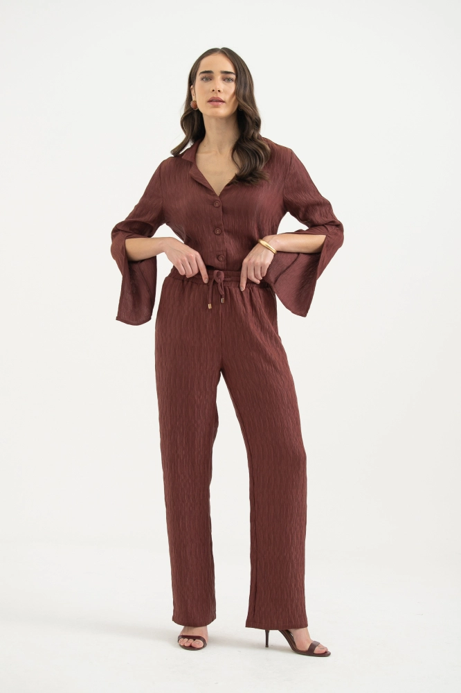 9037147 - Calça Reta Com Amarração CAFÉ 9037147 - Calça Reta Com Amarração CAFÉ - Imagem 1