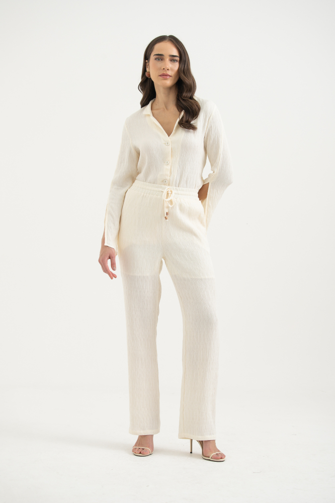 9037147 - Calça Reta Com Amarração OFF-WHITE