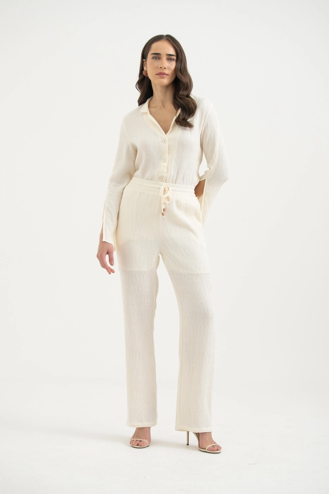 9037147 - Calça Reta Com Amarração OFF-WHITE 9037147 - Calça Reta Com Amarração OFF-WHITE - Imagem 1