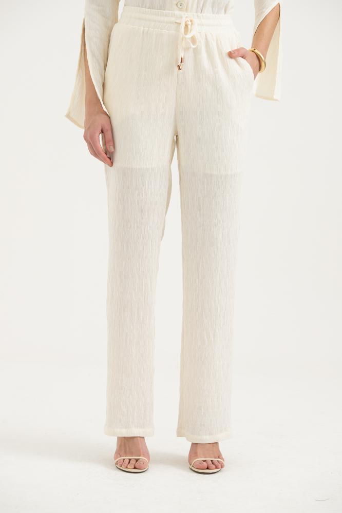 9037147 - Calça Reta Com Amarração OFF-WHITE