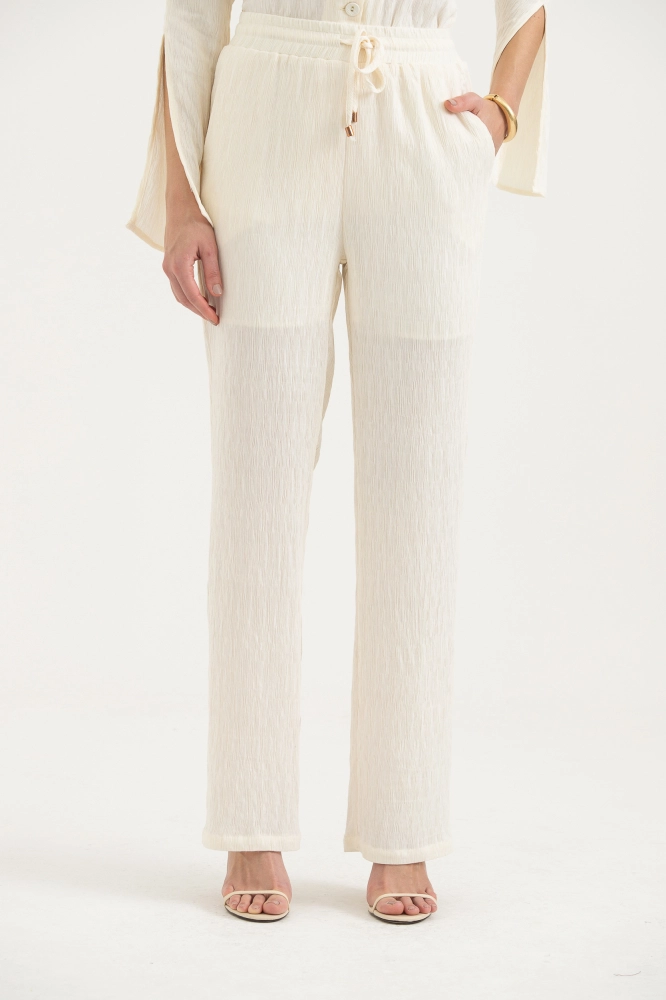9037147 - Calça Reta Com Amarração OFF-WHITE 9037147 - Calça Reta Com Amarração OFF-WHITE - Imagem 2