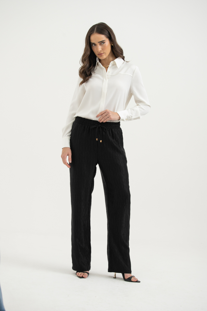9037147 - Calça Reta Com Amarração PRETO 9037147 - Calça Reta Com Amarração PRETO