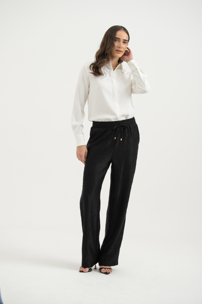 9037147 - Calça Reta Com Amarração PRETO 9037147 - Calça Reta Com Amarração PRETO