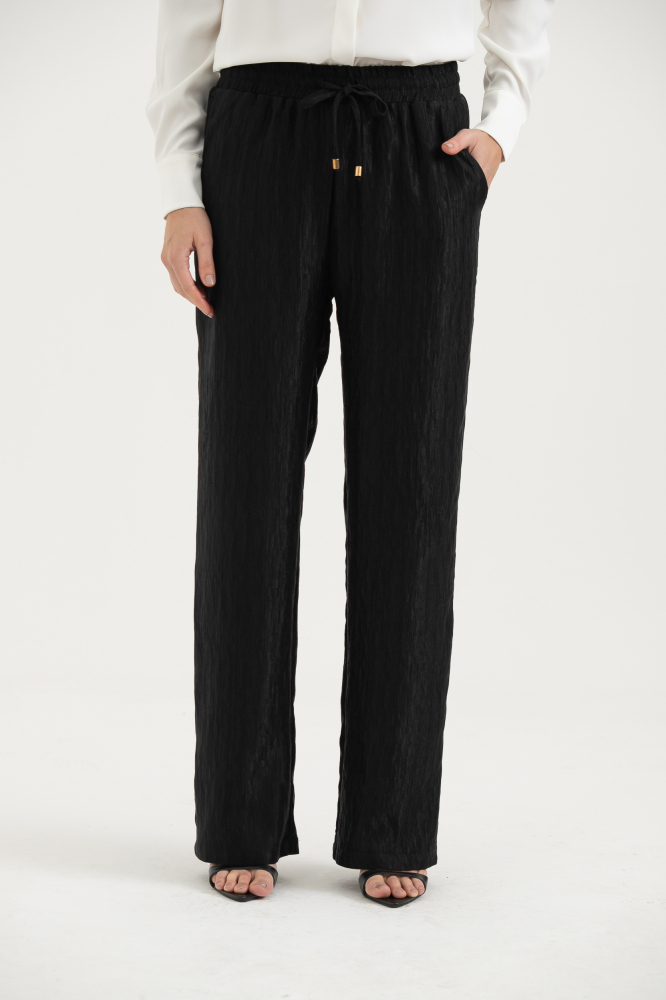 9037147 - Calça Reta Com Amarração PRETO 9037147 - Calça Reta Com Amarração PRETO