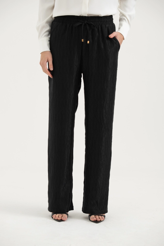 9037147 - Calça Reta Com Amarração PRETO 9037147 - Calça Reta Com Amarração PRETO - Imagem 2