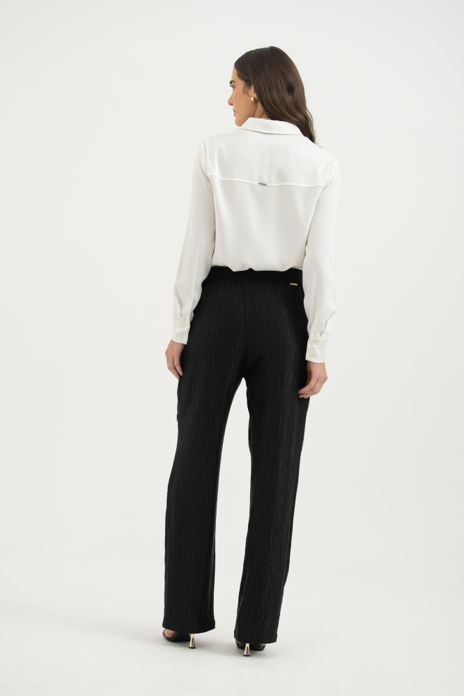 9037147 - Calça Reta Com Amarração PRETO 9037147 - Calça Reta Com Amarração PRETO