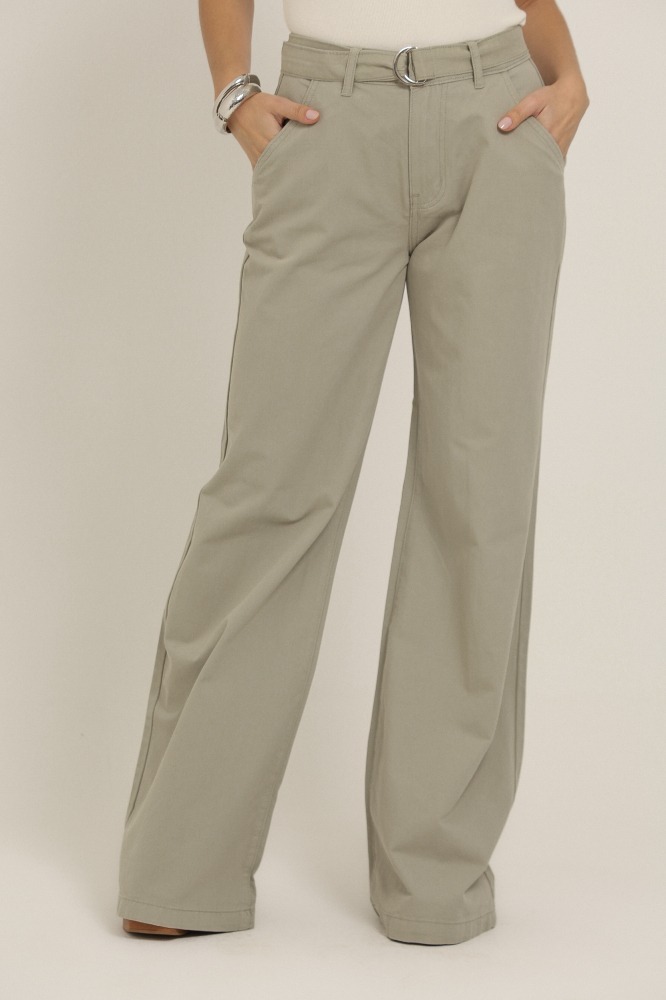 9037150 - Calça Pantalona Sarja Com Faixa VERDE 