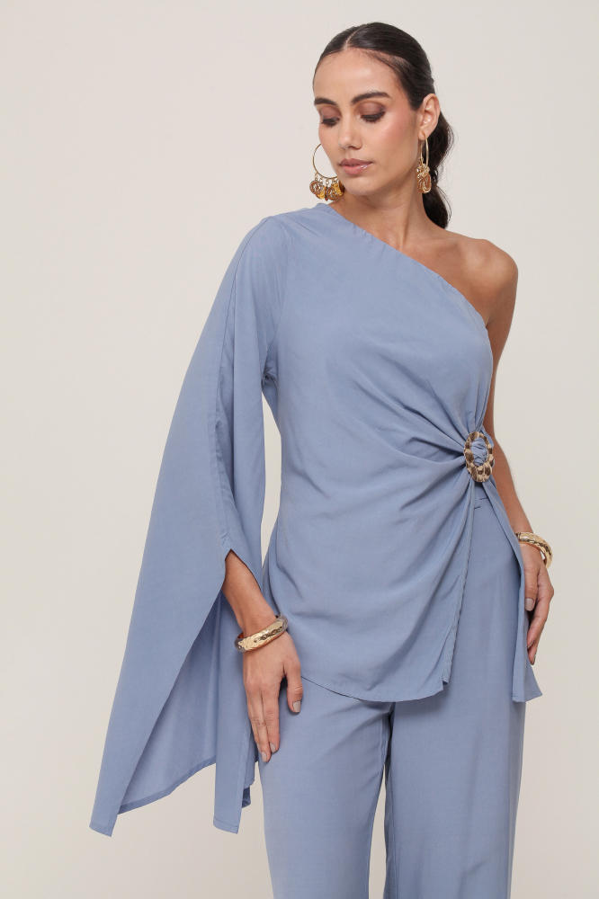 9037174 - Blusa Um Ombro Só AZUL 9037174 - Blusa Um Ombro Só AZUL