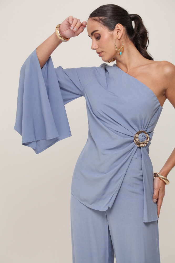 9037174 - Blusa Um Ombro Só AZUL 9037174 - Blusa Um Ombro Só AZUL