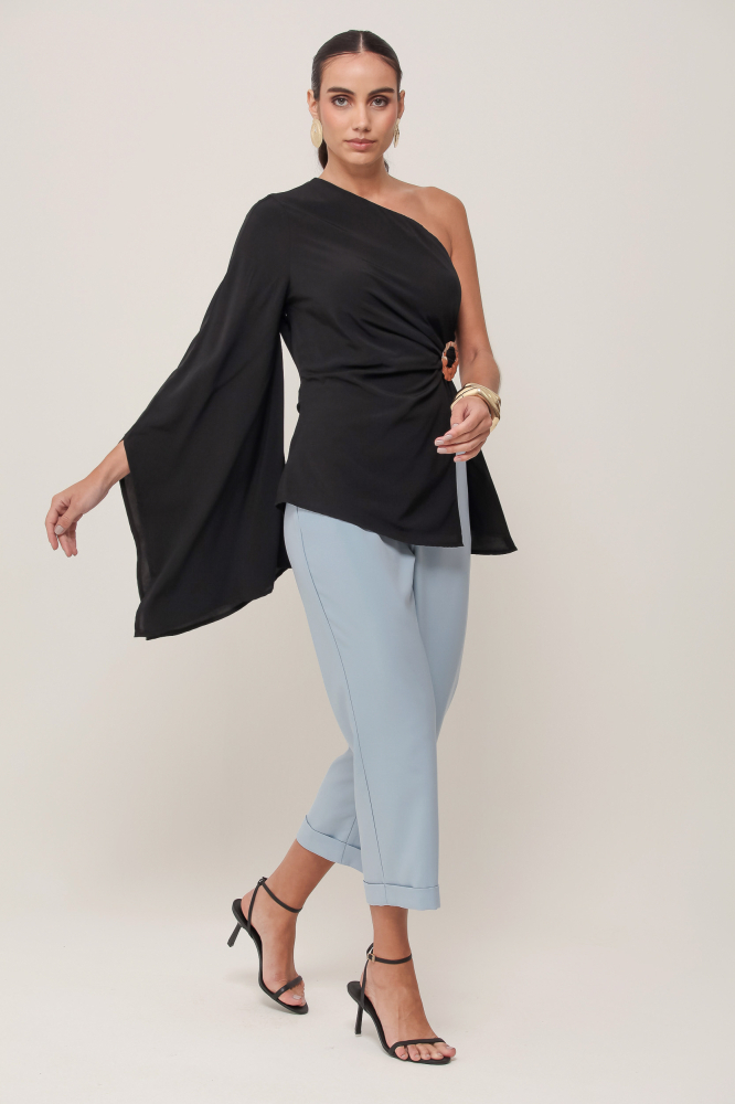 9037174 - Blusa Um Ombro Só PRETO 9037174 - Blusa Um Ombro Só PRETO