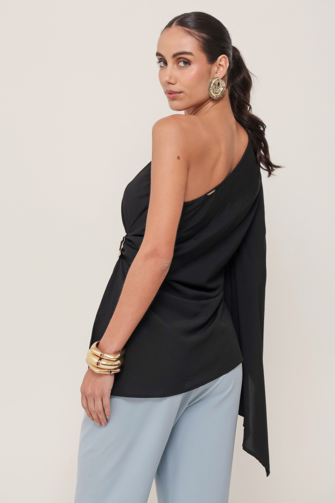 9037174 - Blusa Um Ombro Só PRETO 9037174 - Blusa Um Ombro Só PRETO