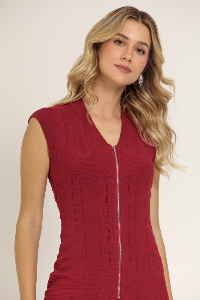9037182 - Vestido Midi Tricô Abertura Zíper VINHO 9037182 - Vestido Midi Tricô Abertura Zíper VINHO