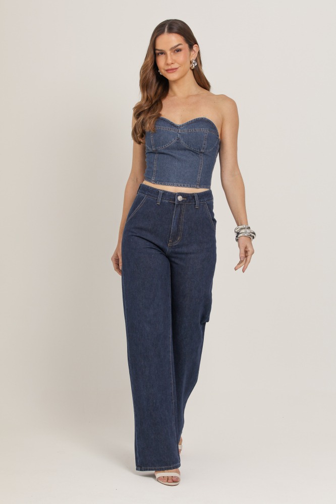9037194 - Blusa Sem Alça Jeans JEANS 9037194 - Blusa Sem Alça Jeans JEANS