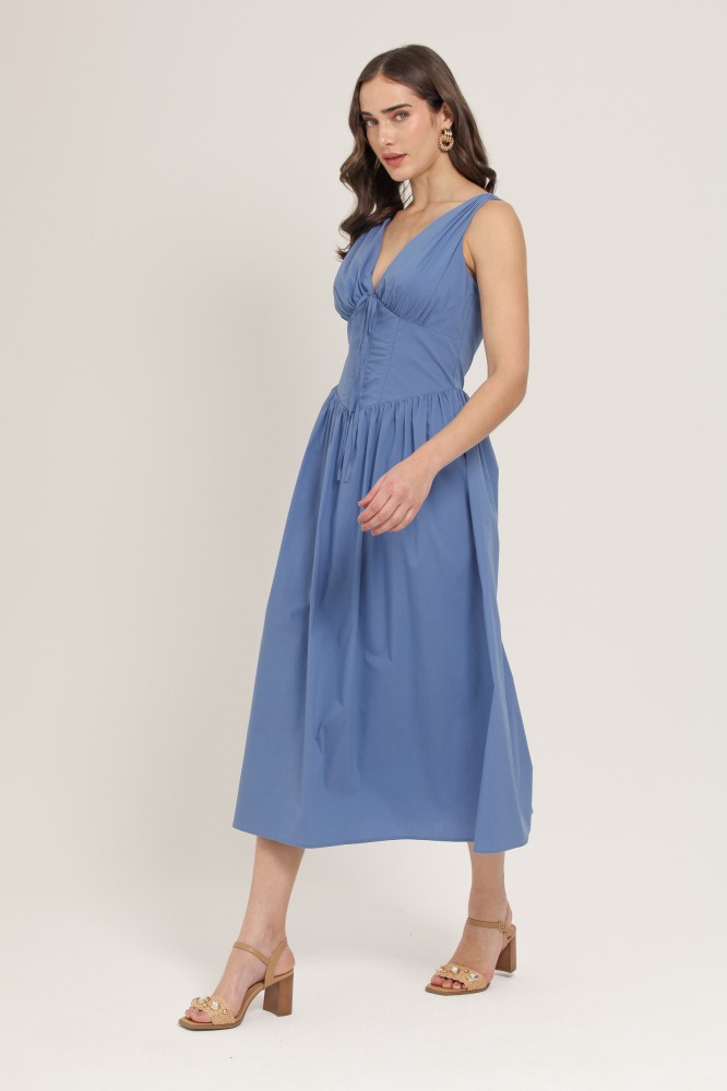 9037212 - Vestido Midi Acinturado AZUL 9037212 - Vestido Midi Acinturado AZUL