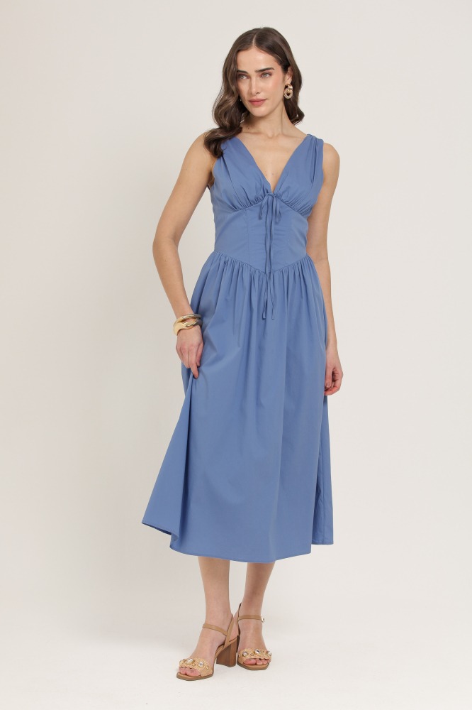 9037212 - Vestido Midi Acinturado AZUL 9037212 - Vestido Midi Acinturado AZUL