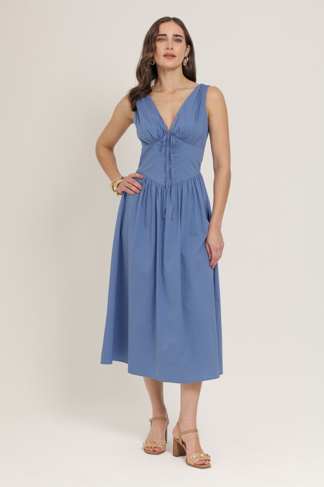 9037212 - Vestido Midi Acinturado AZUL 9037212 - Vestido Midi Acinturado AZUL