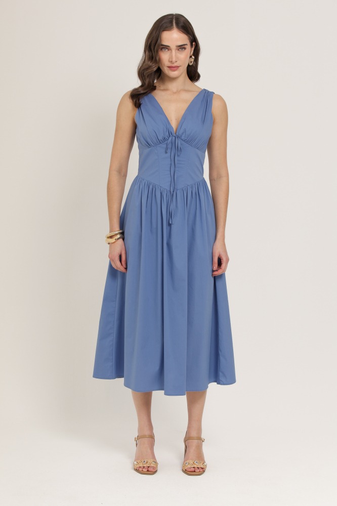 9037212 - Vestido Midi Acinturado AZUL 9037212 - Vestido Midi Acinturado AZUL