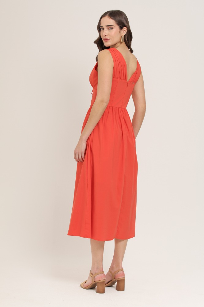 9037212 - Vestido Midi Acinturado LARANJA 9037212 - Vestido Midi Acinturado LARANJA