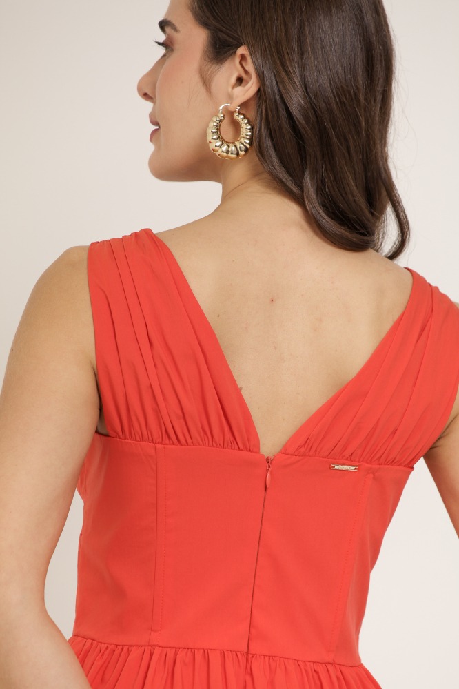 9037212 - Vestido Midi Acinturado LARANJA 9037212 - Vestido Midi Acinturado LARANJA