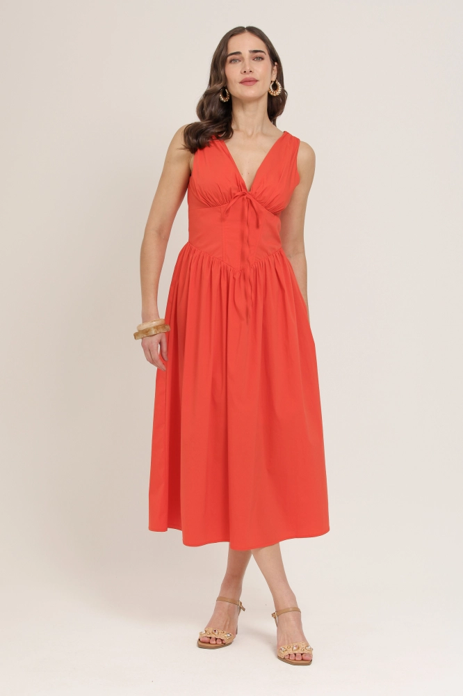 9037212 - Vestido Midi Acinturado LARANJA 9037212 - Vestido Midi Acinturado LARANJA - Imagem 1