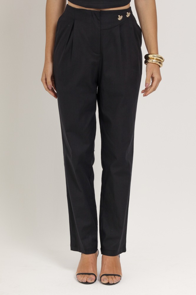 9037214 - Calça Alfaiataria Detalhe Cós PRETO 9037214 - Calça Alfaiataria Detalhe Cós PRETO