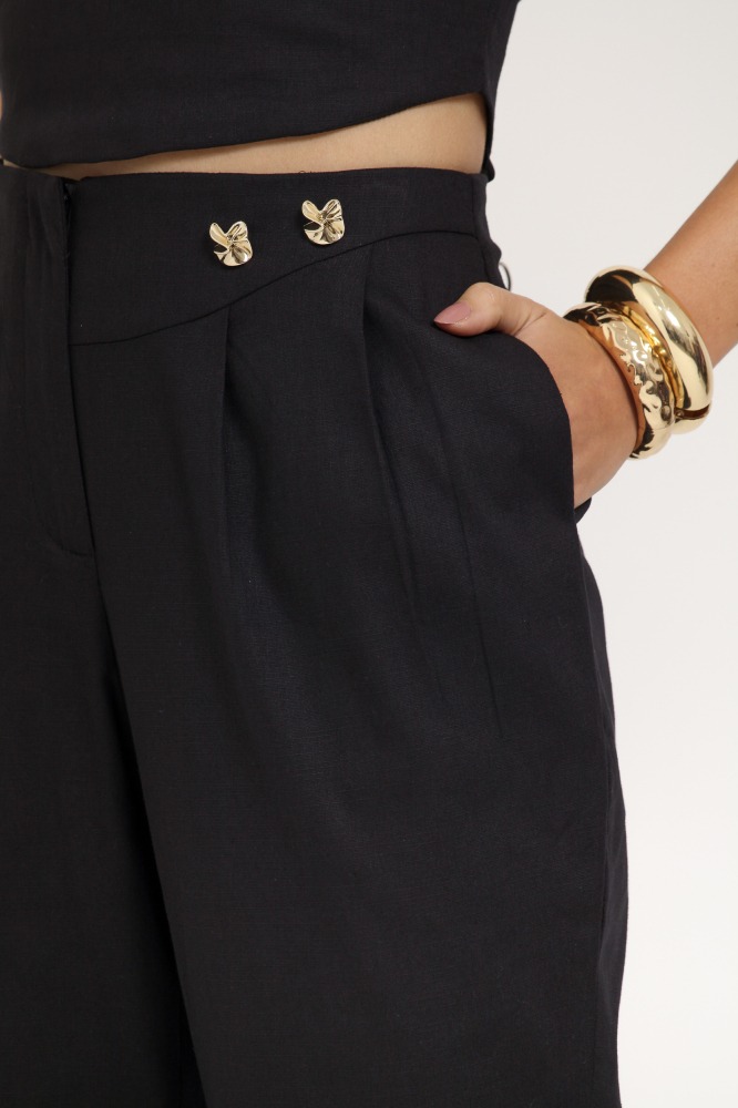 9037214 - Calça Alfaiataria Detalhe Cós PRETO 9037214 - Calça Alfaiataria Detalhe Cós PRETO
