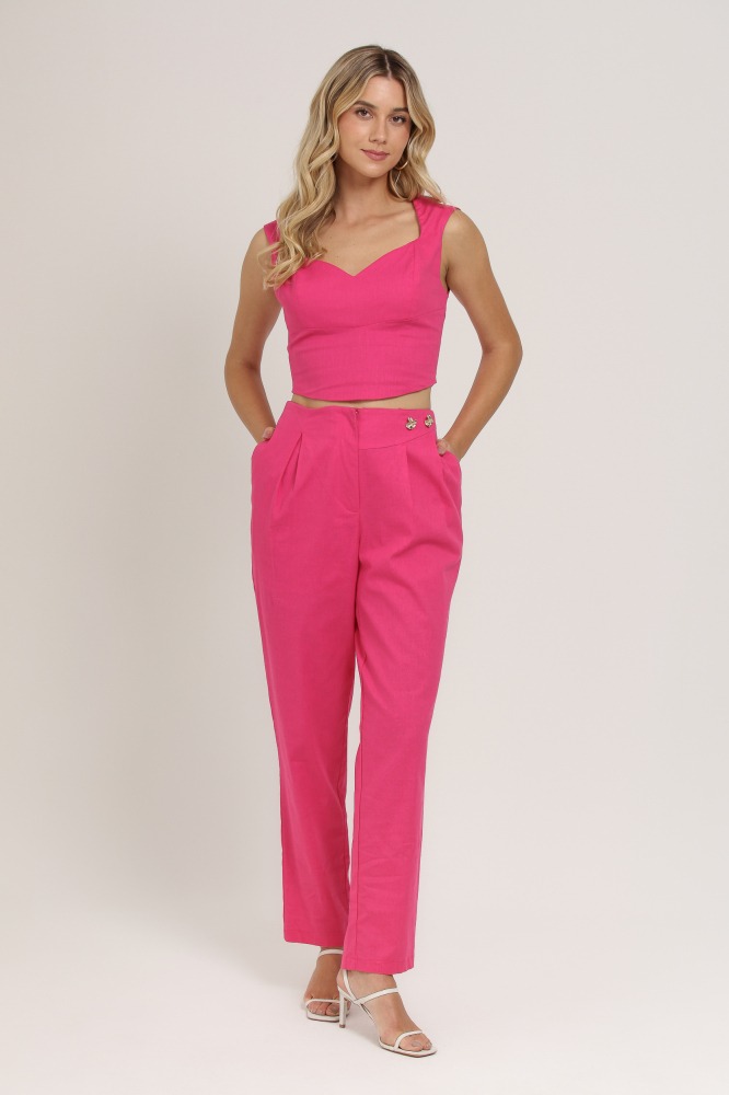 9037214 - Calça Alfaiataria Detalhe Cós  ROSA
