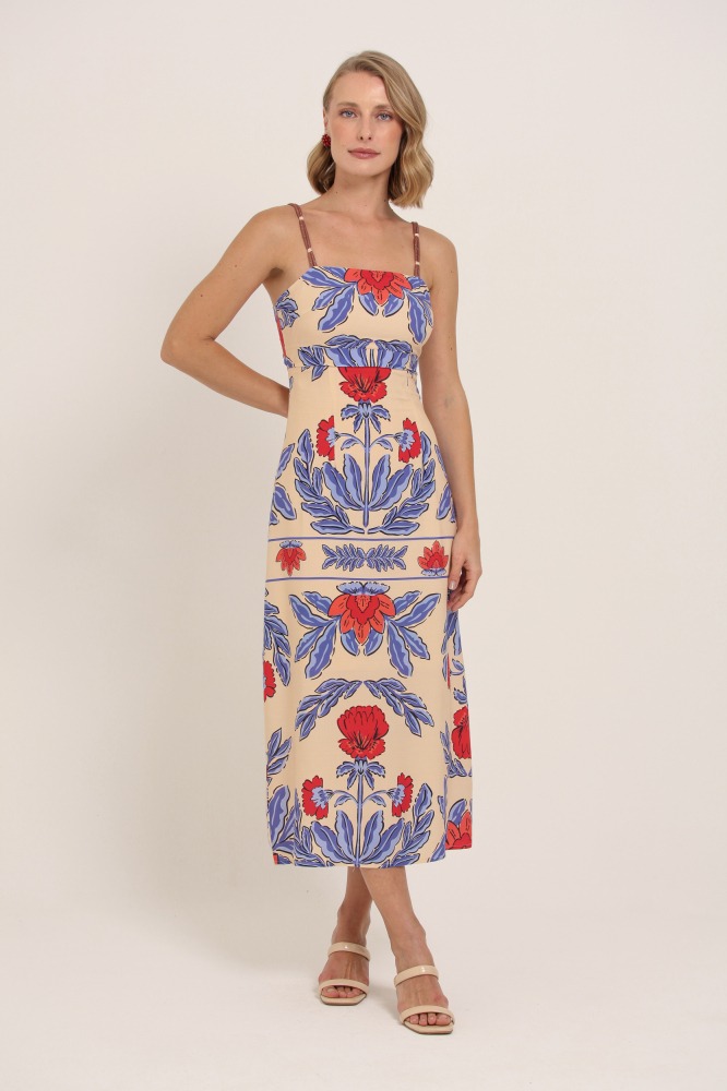9037221 - Vestido Estampa Jardins Do Sul BEGE