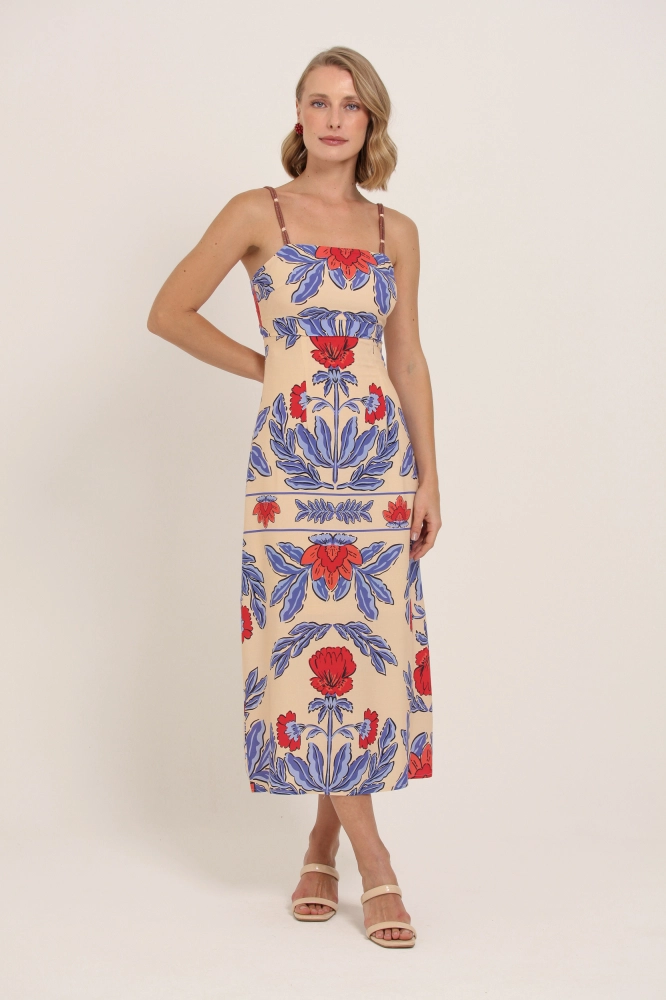 9037221 - Vestido Estampa Jardins Do Sul BEGE 9037221 - Vestido Estampa Jardins Do Sul BEGE