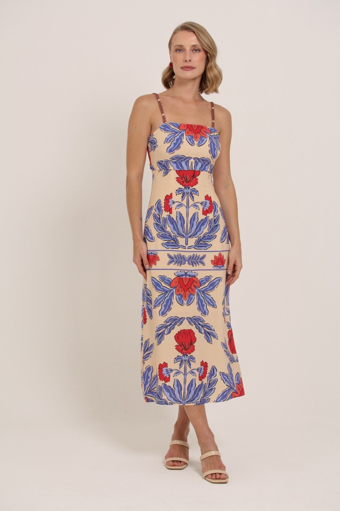 9037221 - Vestido Estampa Jardins Do Sul BEGE