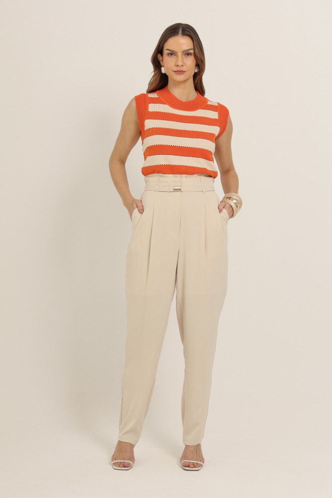 9037223 - Regata Tricô Listrada Canelada LARANJA 9037223 - Regata Tricô Listrada Canelada LARANJA