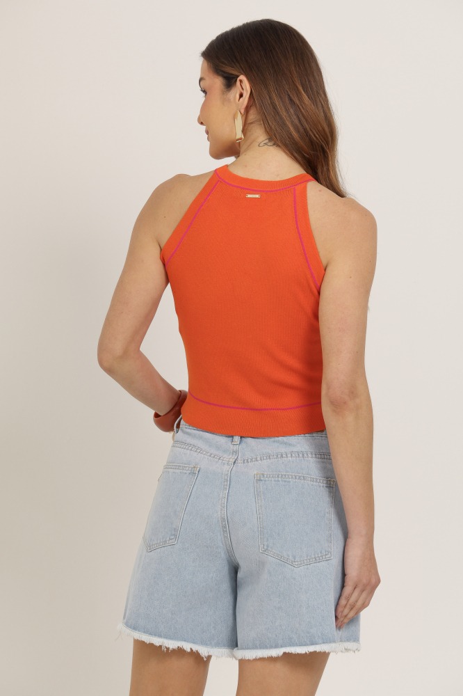 9037229 - Regata Tricô Com Vivo  LARANJA