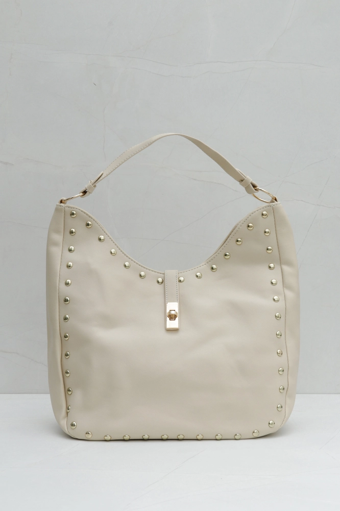 9037242 - Bolsa Oval Tachas BEGE