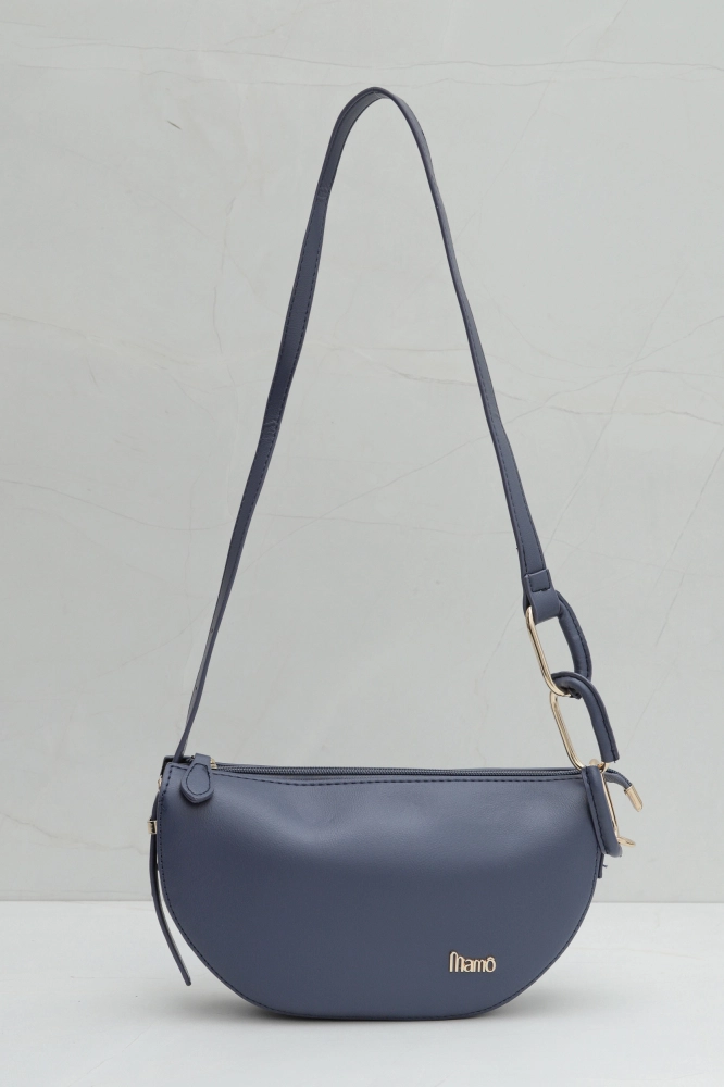 9037244 - Bolsa Tiracolo Pequena Alça Detalhe Elos AZUL