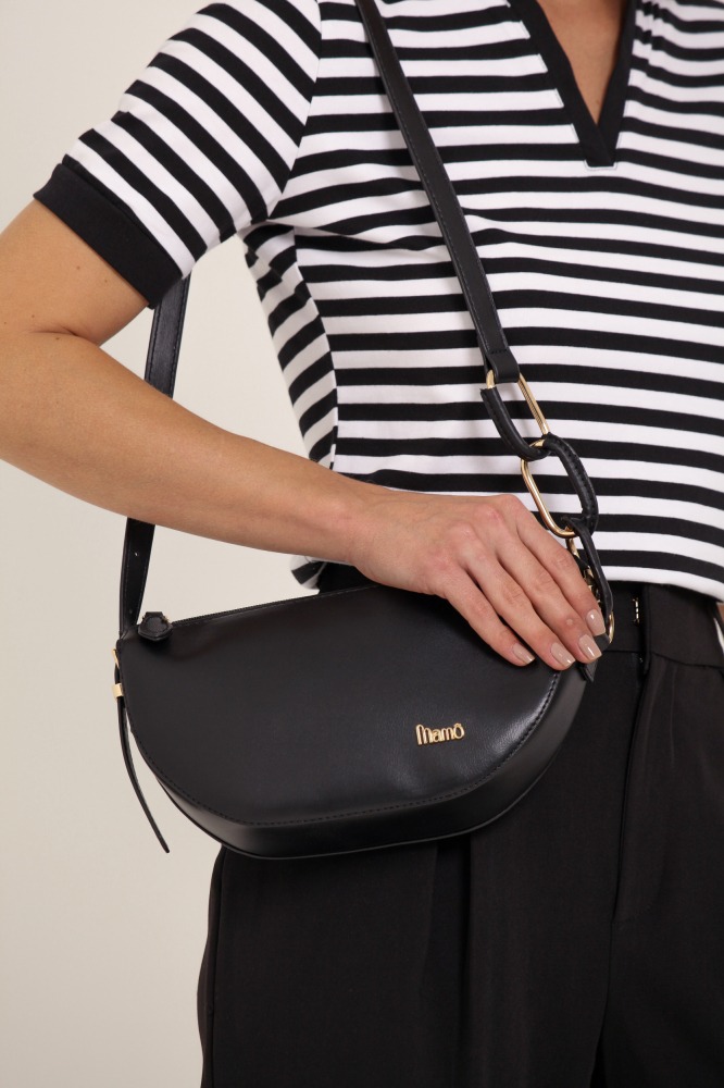 9037244 - Bolsa Tiracolo Pequena Alça Detalhe Elos PRETO