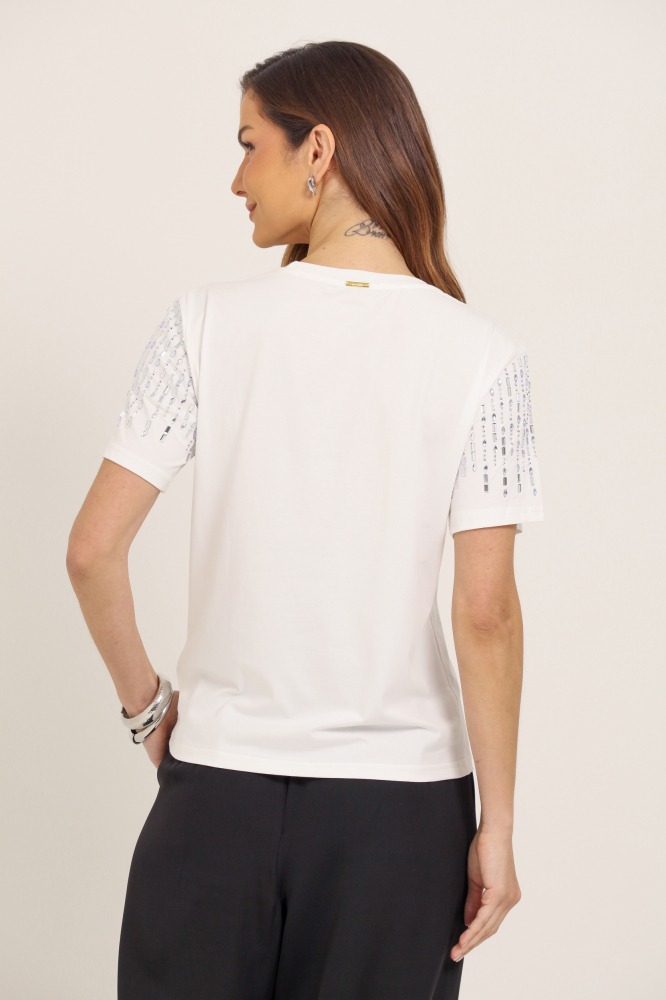 9037261 - Camiseta Bordado Espelhos OFF-WHITE 9037261 - Camiseta Bordado Espelhos OFF-WHITE